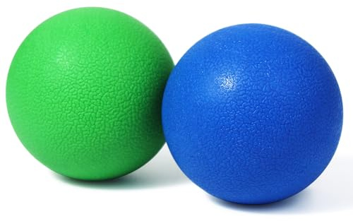 2-Pack Firm Lacrosse Massage Balls- for Deep Tissue, Trigger Point & Myofascial Release Therapy, Relieve Muscle Knots (Green&Blue)