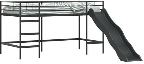 KKgypkn Modern Steel Loft Bed for Children with Slide, Playful Loft Bed for Kids with Sleek Frame, Space Saving with Slide for Elevated Sleeping and Play Space