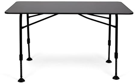Kampa Beech Camping Table 120cm Folding Outdoor Table, Adjustable Height Aluminium Legs, Durable Resin Top, Caravan Picnic Garden Table 30kg Load Capacity