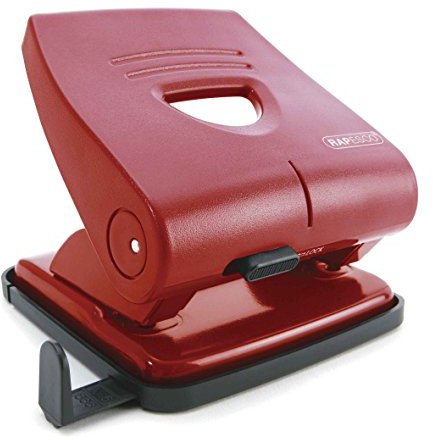 Rapesco PF827PR2 2-Fach Locher 827-P, 30 Blatt Stanzkapazität, Rot