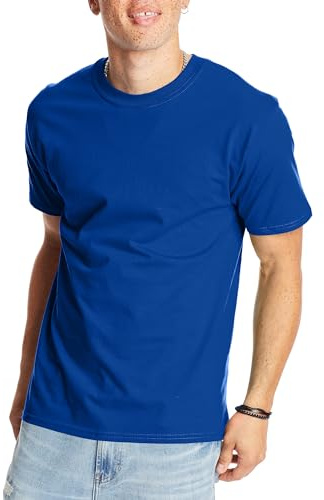 Hanes Mens Beefyt T-shirt, Heavyweight Cotton Crewneck Tee, 1 Or 2 Pack, Available In Tall Sizes Fashion-t-shirts, Deep Royal - 1 Pack, Large US