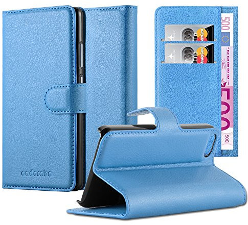 Cadorabo Hülle kompatibel mit Apple iPhone 5 / 5S / SE 2016 Handyhülle aus Kunst Leder Flip Klappbare Magnetische [Standfunktion] [Kartenfächern] Cover Hülle für iPhone 5 / 5S / SE 2016 Tasche in Blau