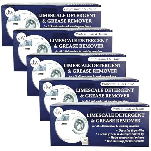 5 x Limescale & Detergente Remover para Lavadoras & Lavavajillas 10 Aplicaciones, 10 meses de suministro.