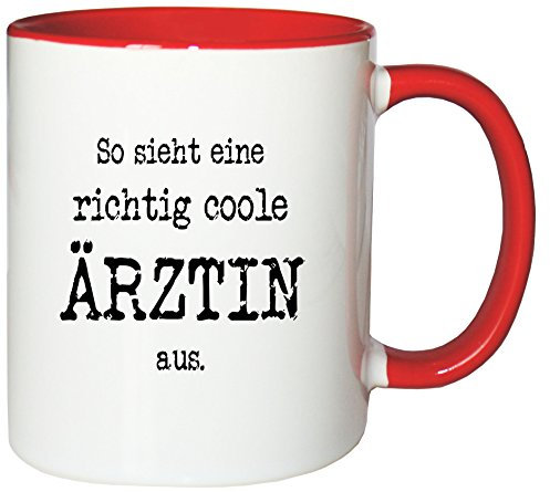 Mister Merchandise Kaffeetasse So Sieht eine richtig Coole Ärztin aus. Teetasse Becher, Farbe: Weiß-Rot