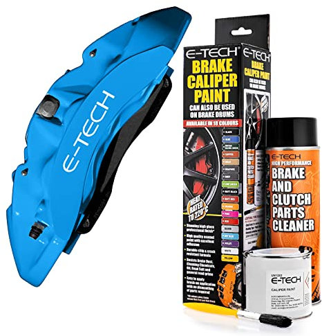 E-TECH Gloss Sky Blue Brake Caliper Paint - EBCP-GSBL - Complete Kit Inc Paint/Cleaner & Brush