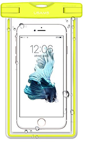 BLH IPX8 Custodia impermeabile durevole subacquea Dry Bag universale Custodia per Canottaggio Nuoto Immersione Trekking tocco Responsive trasparente ed a tenuta stagna del sistema per Apple Android e altri telefoni cellulari (verde fluorescente, 5,5 pollici)