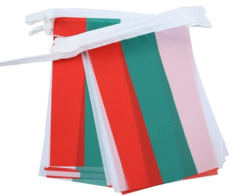 AZ FLAG Guirnalda 6 Metros, 20 Banderas de Bulgaria 21x15 cm, Bandera Búlgara 15 x 21 cm - Banderines Bulgaros