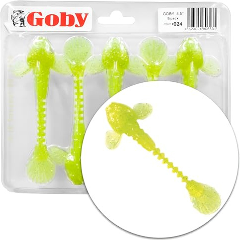 FANATIK Gummiköder Goby 2 3.5 4.5 5-11cm mit Aroma Gummifisch Fanatic Jig Soft Bait Lure Kunstköder Angeln Köder Gummishad Twister Baits Lures Softbait (024, 4.5 - 11.4cm - 5 Stück)