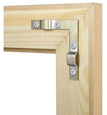 2 x Heavy Duty Picture Frame Corner STRENGTHENERS + Hanging KIT - L Plates with Hangers + Adjustable Hooks & Screws