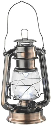 Westfalia Sturmlaterne aus bronzefarbenem Metall, mit 14 dimmbaren, warmweißen LEDs, 2x Mono D