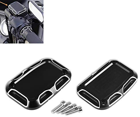 KATUR Motorrad Hauptbremszylinderabdeckungen Schwarz Chrom Aluminium CNC Vorne Links und rechts Bremszylinderabdeckung für Harley FLH FLHX FLHX Road King 2008-2017 Electra Glide Street