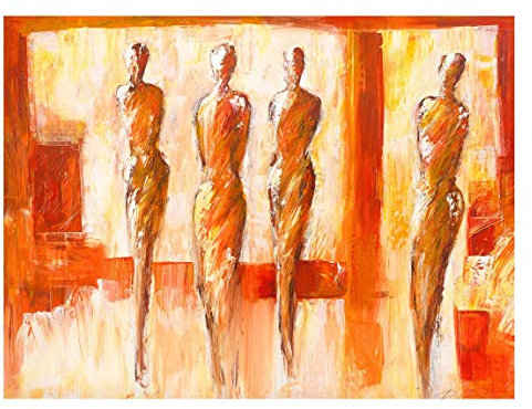 Bilderwelten Magnettafel - Vier Figuren in Orange - Memoboard Querformat 3:4 30cm x 40cm
