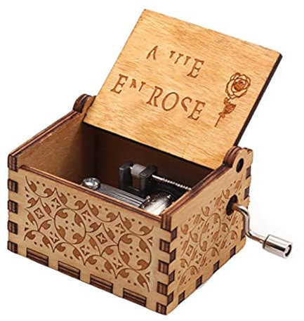 Evelure La Vie en Rose Boîte à Musique, DIY La Vie en Rose gravé en Bois Boîte décorative Cadeaux de Noël Pure Main-Classique boîte à Musique