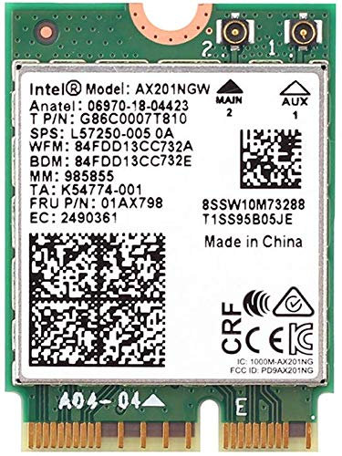 AX201NGW Carte réseau sans Fil MQUPIN 2,4 Gbit/s 802.11ax sans Fil Intel AX201 Carte WiFi Bluetooth 5.0 pour Windows 10, 64 Bits, Google Chrome OS, Linux (5.2 Kernel System et Plus)