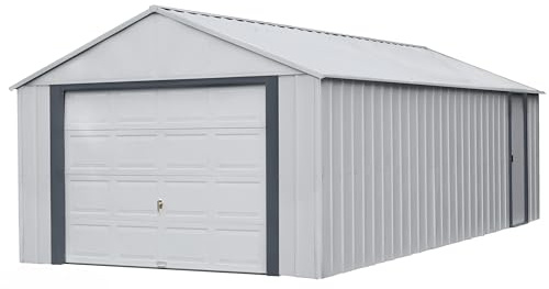Arrow Shed 14' x 21' Murryhill Garage Galvanized Steel Extra Tall Walls Prefabricated Shed Storage Building, 14' x 21', Flute Gray