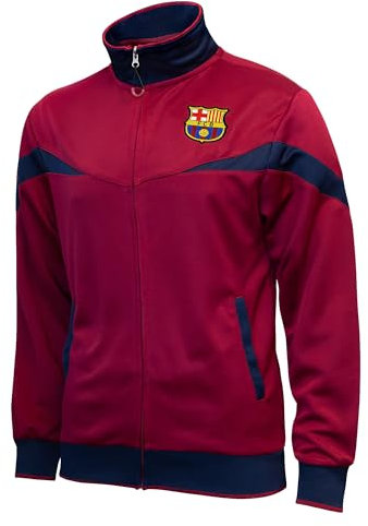 Icon Sports Herren FC Barcelona Trainingsjacke mit durchgehendem Reißverschluss, Rot/Ausflug, einfarbig (Getaway Solids), Small