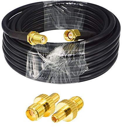 YILIANDUO SMA WiFi Antenna Extension Cable SMA Male to Female Low Loss RG58 Coaxial Cable 5M + RF Adapter TS9 Coaxial Adapter for 2G 3G 4G LTE Antenna WiFi Router