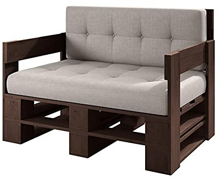 sunnypillow Palettenmöbel Europaletten Indoor und Outdoor Lounge Gartenmöbel Holz Gartenmöbel Set Lounge Möbel Terrasse Balkon Loft Stil Paletten | Palisander Sofa 120 x 80 cm Höhe : 30 cm
