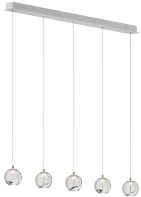 Lucande LED Esstisch Pendelleuchte Glas chrom, Hängeleuchte Esszimmer 5x 5W Hängelampe Wohnzimmer Esszimmerlampe Küchenlampe