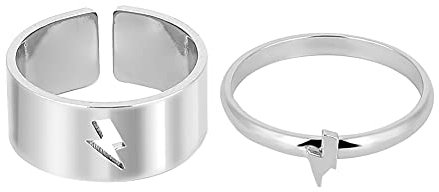 ISAKEN 1 Paar Passende Paar Ringe mit Blitz Dekorationsmuste, Versprechensringe Verstellbares Partnerringe Verlobungsringe Eheringe tragbar Schmuck Zubehör Ring Männer Frauen Ring