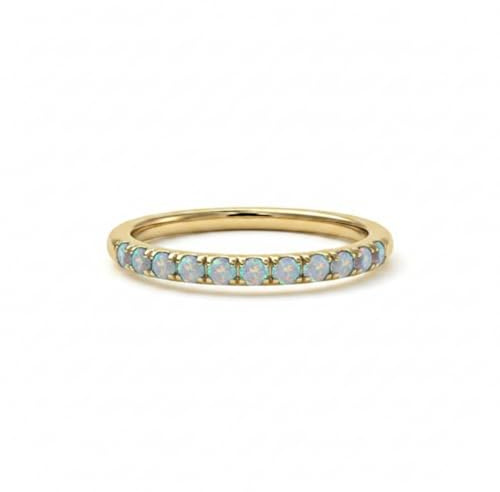 Gemsonclick Wählen Sie Ihre Farbe Edelstein Ewigkeit Stapel Verlobungsring Vergoldet Vintage Stil Versprechen Band Chakra Heilung Rundschliff Geburtsstein Ring Geschenk Schmuck