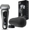 Braun Series 8 Rasierer Herren mit 3+1 Scherkopf, Elektrorasierer & Trimmer für Präzision, Sonic-Technologie & 40°-Kopf mit Konturenanpassung, Wet & Dry, 8417s, silber