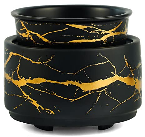 PALANCHY Electric Wax Melt Warmer, Modern Candle Warmers for Jar Candles, Decorative Black Wax Warmer, Essential Oil Burner for Scented Oil, Fragrance Candle Melter, Ceramic Burner Bathroom