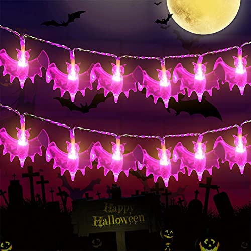 Halloween Lichterkette,3M 20 LEDs Lila Fledermaus Licht,Fledermaus Halloween Lichter,LED Fledermaus Lichter für Halloween Party Deko,LED-Lichterkette,Fledermaus-Form,LED Fledermaus Schnurlicht