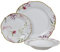 Vajilla de flores blanca y rosa de porcelana de 18 piezas - LOLAhome
