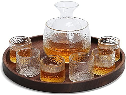 HSWYJJPFB Set Sake Japones Juego de 7 Piezas de Sake con 4 Tazas de Sake, Juego de Copas de Vino para Servicio de Sake Caliente/frío 1019