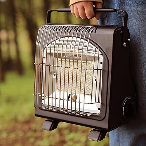 YKYR Chauffage Radiant Au Gaz Portable Chauffage À Gaz 1.7 KW, Camping Chauffage Et Cuisinière 2 en 1, Compact Réchauffeur À Gaz pour La Randonnée en Plein Air (Color : Black)