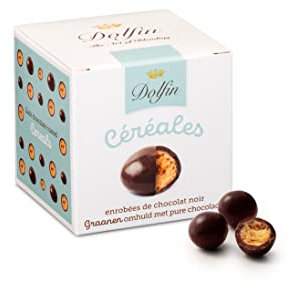 Dolfin Zartbitter-Müsli - Bittersüße Kugeln mit knackigem Müsli und cremigem Überzug aus Schokolade - Premium-Schoko, Gourmet-Süßigkeiten, Geschenke - Hergestellt in Belgien, 115 g