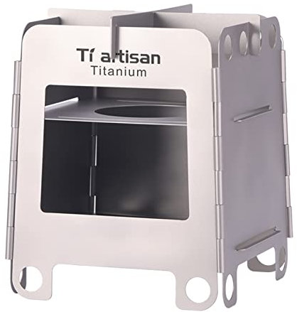 Estufa de leña de titanio plegable portátil con alcohol para acampar al aire libre, camping, picnic, barbacoa (WS007T (grande)