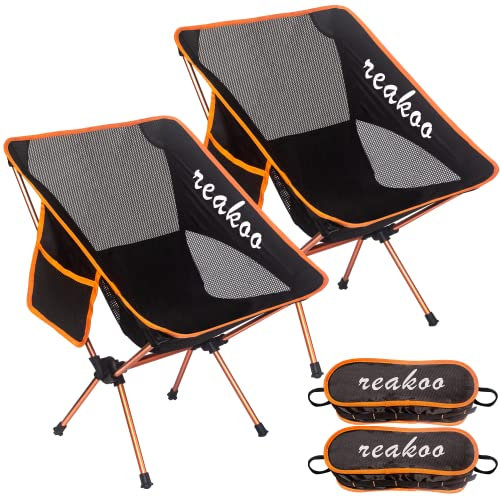 reakoo Chaises de Camping Pliantes Portable Lot de 2, Compacte Ultra Légère et Portable Chaise Pliante Camping, avec Sac de Transport pour l'extérieur, Plage, Pêche, Pique-Nique
