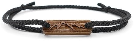 WALDHERZ Männer Armband Berge II aus Walnussholz & EcoKordel | Bergarmband | Rückseite personalisierbar | handgefertigt in Deutschland