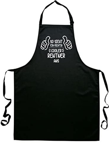 tradercat grillschürze für männer, grillschürze für männer lustig aus Baumwolle, die perfekte grill schürze für papa als vatertagsgeschenk grillschürze (Cooler Rentner)