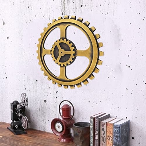 FOMIYES 40 cm Wandbehang Aus Holz Für Industrielle Windräder Wand Im Industriestil Getriebe Kunsthandwerk Retro-Gang- Vintage Industrieausrüstung Getriebe Hölzern Rad Kaffee