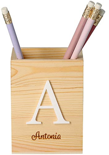 Goodtimes Stiftehalter mit Initial und Name | Personalisiert und in verschiedenen Farben (Weiß)