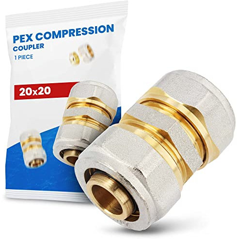 Schraubfitting Fitting Kupplung Verbundrohr Rohrverbinder PEX-AL-PEX Schraub-Kupplung Klemmverschraubungen Verschraubung Verbinder 20 x 20 mm Sanitärsystem