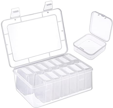 Hejo 14 Recipientes de Plástico Pequeños con Tapas, con 1 Recipiente de Plástico Transparente Grande, Mini Caja Transparente de Almacenamiento para Recoger Cuentas, Anillo, Botón, Algo Pequeño
