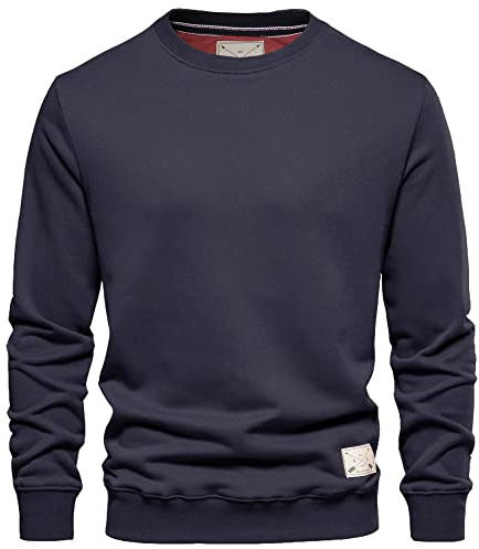 Blu Apparel Mens Jumper Premium Branded Crew Neck Cotton Sweater Pullover Sweatshirt Jumpers for Men UK Black Navy Charcoal S M L XL 2XL