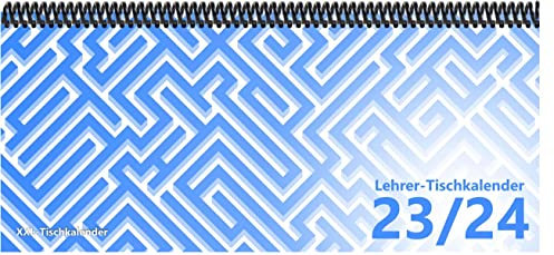Lehrer - Tischkalender 2023/24: XXL-Tischkalender, Bunt-Kalender Labyrinth blau 14,5 x 32,5 cm, quer, Juli 2023 - September 2024
