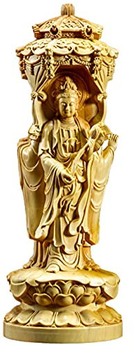 Auto-Dekoration Kreative Wohnaccessoires Buddha-Statue Buchsbaum-Schnitzereien Guanyin-Skulptur mit drei Gesichtern Wohnzimmer-Massivholz-Dekoration Wohnkultur Buddha-Veranda Guanyin-Ornamente Basteln