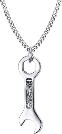 Bysonglezai Necklace Men Pendant Chain Women Gift Cool Wrench Spanner Pendant Men Necklace Chain Necklaces For Men Boy Daily