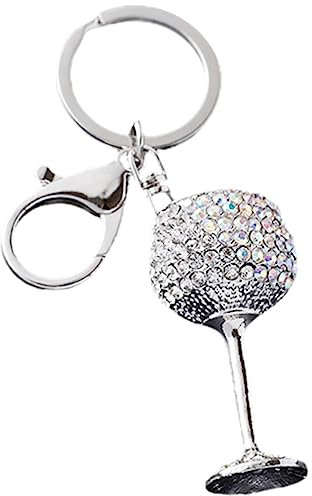 HOMSFOU rhinestone purse charms bling backpack key fob wine glass purse charms keychain wine jewelry bling keychains fun keyrings lobster clasp wallet lovers alloy