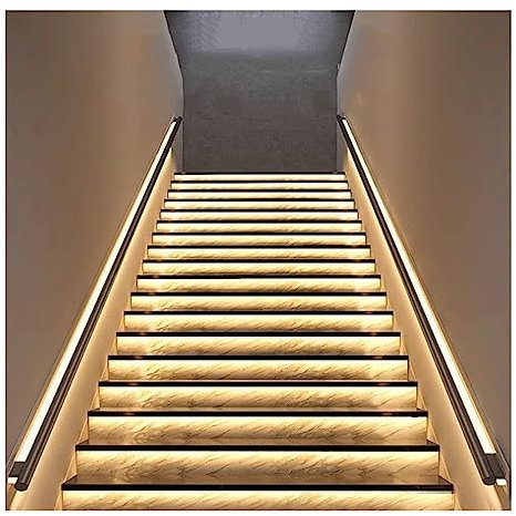 Corrimano per Scale con Luce LED, Corrimano Moderno Luminoso Corrimano in Lega di Alluminio con Luce A Parete per Ponti Esterni E Scale Interne (Colore : Right-Neutral Light-0.5m/1.64ft)