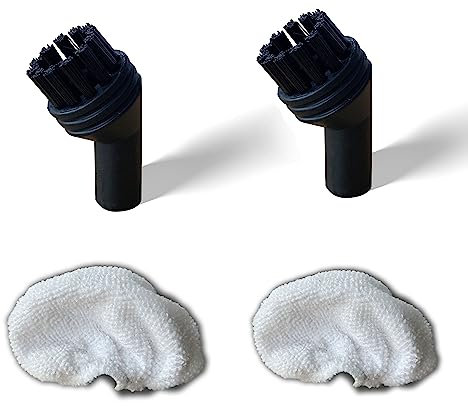 Neighbour's Friend® Dampfreiniger kompatibles Ersatz-Set 2 Rundbürsten 2 Mikrofasertücher I Zubehör Handdampfreiniger Bürste Mikrofaser Tuch