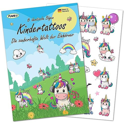 Punalu hautfreundliche Einhorn Kindertattoos für Kinder,Tattoo Mitgebsel für Kindergeburtstag, Haut Tattoo, Einhörner Geschenke für Mädchen