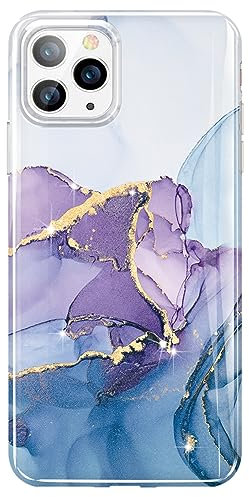 Luolnh iPhone 11 Pro Case - Gold Glitter Sparkle Marble Design Shockproof Silicone Bumper Cover Skin for Women