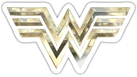 Spreadshirt Wonder Woman 1984 Logo Classic Gold Sticker, max. 10 x 10 cm, 10 x 10 cm, Weiß glänzend